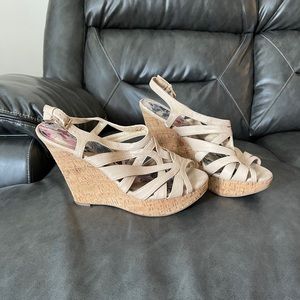 Nude wedged heels